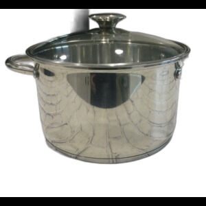 Chefmate Stainless Steel Pot with Glass Lid. Holds approximately 3 qts.